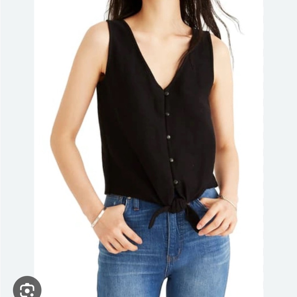Madewell Black Sleeveless Button-Down Top Small